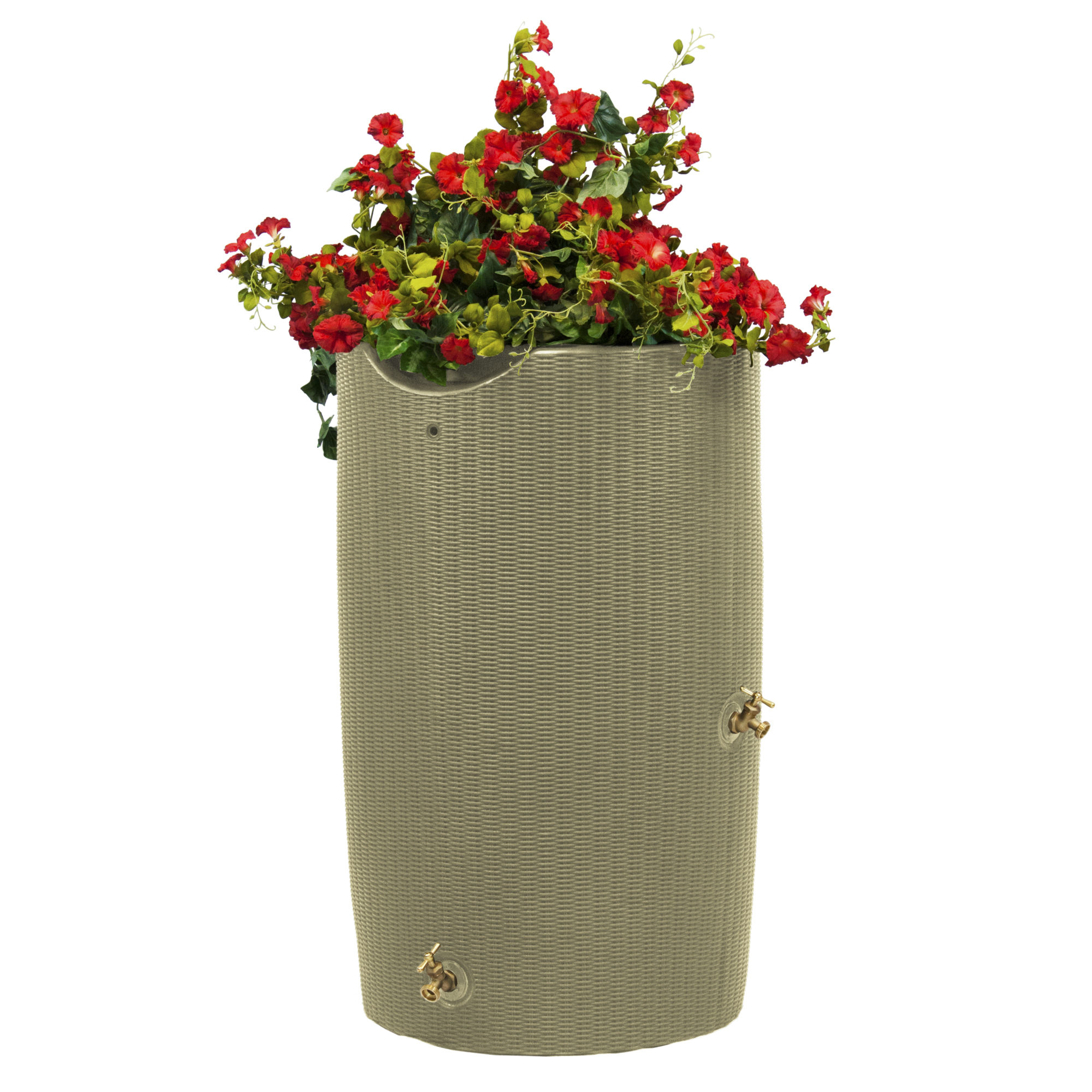 Good Ideas Impressions Bali Rain Saver Barrel — 50 Gallons, Planter Top, Desert Sand, Model# IMP-B50-DES